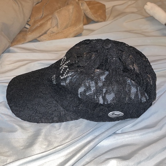 BLACK LACE BASEBALL HAT SMOKY MTNS in crystal lettering - Picture 5 of 5